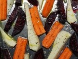 Légumes-racines (carotte, betterave, panais) rôtis au four