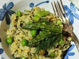 Risotto de printemps (Risotto aux asperges vertes, petits pois, fèves et épinards)