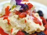 Soft Meringue Pavlova with Berries & a Meringue Crumble