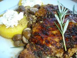 Balsamic Glazed Chicken with Mushrooms, Polenta, and Goat Cheese