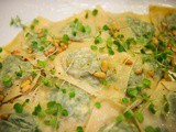 Homemade Ravioli with Arugula and Goat Cheese in Browned Butter Pine-nut Sauce