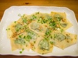 Homemade Ravioli with Arugula and Goat Cheese in Browned Butter Pine-nut Sauce