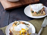 Sausage and Spinach Breakfast Casserole with Poached Eggs