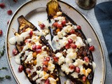 Chickpea And Lentil Stuffed Aubergines