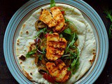 Harissa Halloumi & Roasted Vegetable Wraps & Sweet Potato Wedges