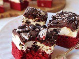 Red Velvet Brownies With Oreo Cream Cheese Mousse & Chocolate Ganache