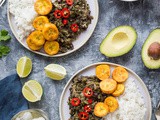 Spiced Black Beans and Callaloo With Coconut Rice and Plantain