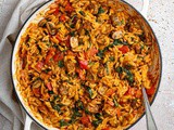 Spicy Sausage Orzo (Vegan)