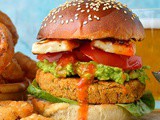 Sun-dried Tomato Chickpea Burgers & Beer Battered Onion Rings