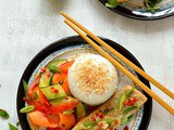 Thai Green Curry Baked Salmon With Coconut Rice & Vegetable Ribbon Salad