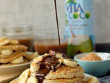Toasted Coconut Pancakes With Chocolate Fudge Sauce