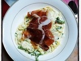 Spaghetti in Cream Sauce with Parma Ham