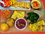 Vegetarian Snacks Platter | Bread, Crackers, Pastries and Dipping Sauces