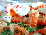 Cheesy chilli squash chips with poached eggs