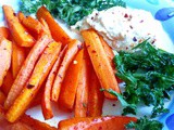 Chipotle carrot chips with hummus