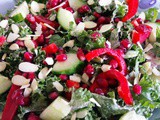 Easy & nourishing pomegranate kale salad with tahini lime marinade