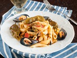 Garganelli con Cozze e Friggitelli