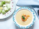 Vellutata di Porri con Code di Gamberi al Curry