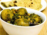 Baby Potatoes And Chickpeas in Green Masala & Green Masala Phulka