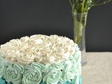 White velvet Cake with Whipped Vanilla blue Ombre frosting