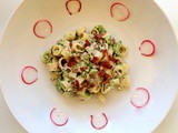 Broccoli Apple Pasta Bowl with Chopped Bacon (No Cook)