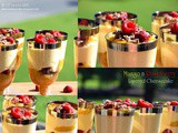 Mango & raspberry layered cheesecake in a glass