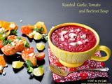 Roasted garlic, tomato and beetroot soup
