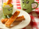 A Really Good Egg:  Soft Boiled Eggs with Crunchy Ham and Cheese Soldiers