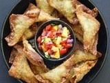 Enjoying Summer's Bounty: Avocado, Green Chile and Monterey Jack Wontons with Peach Pico de Gallo