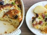 Ham, Swiss and Green Onion Bread and Butter Pudding