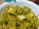 Paneer-Peas Pulav - Simple and Sapid