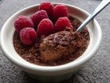 Baked Chocolate Custards with Raspberries