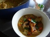 Cock-a-leekie (chicken and leek soup) with rolled quinoa