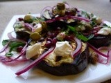 Griddled Eggplant with Labna, Pomegranate, Red Onion, Pistachio and Mint