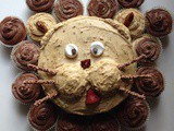 Lion Birthday Cake with Allergy Friendly Coconut Flour Cupcakes