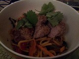 Sesame Crusted Pork with Stir Fried Noodles