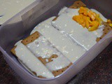 Eggless No-bake Mango Biscuit Pudding Recipe, step by step