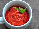 Red Capsicum Chutney Recipe - Red Chutney with Capsicum (No Coconut)