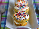 Eggless Layered Confetti Cupcakes