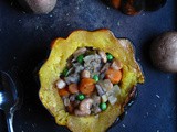 Autumn Bean & Sausage Acorn Squash Bowl Soup