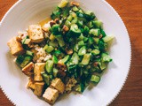Garlic-Orange Tofu and Peanut Cucumbers with Rice