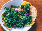 Lunchtime Basics: Quick Egg Flatbreads with Greens + Gold Spice Dressing