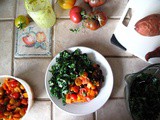 Roasted Sweet Potatoes, Black Beans, Tomatoes, Cumin + Kale