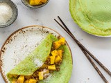 Pandan pannekoek met mango banaan zoete kokos vulling