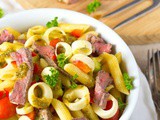 Pasta biefstuk salade met palm hart