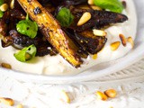 Recept zwarte knoflook dressing over aubergine