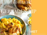 Retro gebraden kip met exotische rijst