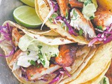 Blackened Tilapia Tacos with Cilantro Avocado Sauce