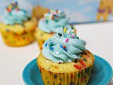 Birthday funfetti cupcakes with blue buttercream frosting