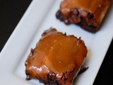 Brownies with salted caramel sauce